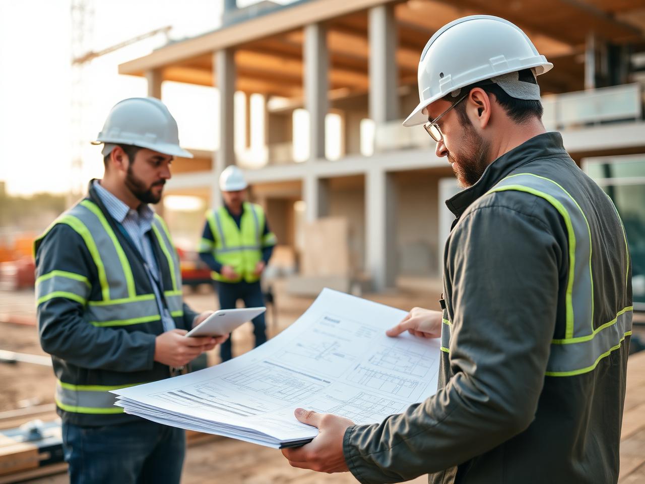Project manager on luxury construction site